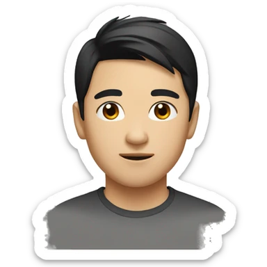 A  young  Asian  man  with  black  hair. sticker