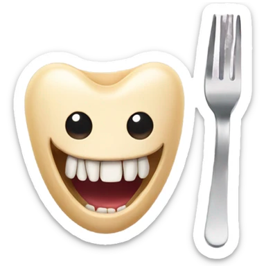 Horse teeth chomping on fork sticker