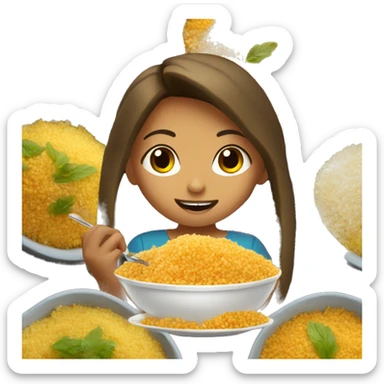 girl eating tunisian couscous sticker
