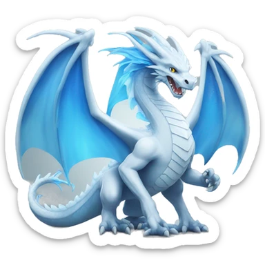 White dragon with blue wings and blue flame  sticker