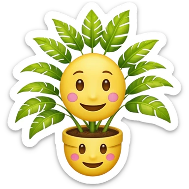yellow emoji face with palm plant sticker