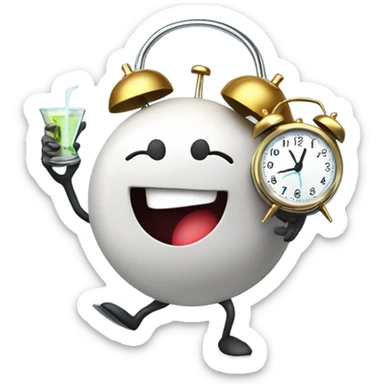 Alarm Clock running with a martini glass  sticker