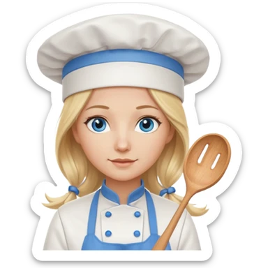 Long Blonde hair blue eyed female chef sticker