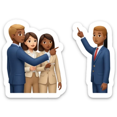 group of people pointing at a digital presentation screnn full of charts and graphs sticker