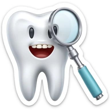 tooth with a small drill and dental mirror, representing root canal treatment sticker