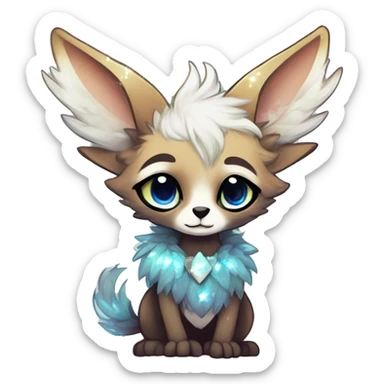 Cool cute Kawaii edgy fantasy animal sparkle fursona Fionbri creature by griffsnuff & LiLaiRa & Falvie full body sticker