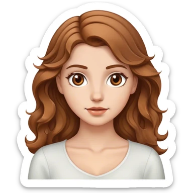 White girl with wavy light brown hair, brown eyes sticker