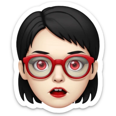zombie black hair with big red glasses sticker