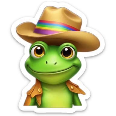 rainbow frog cowboy lgbt sticker