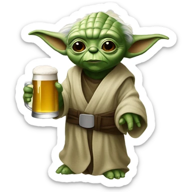 Yoda tomando cerveza sticker