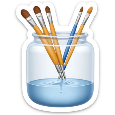 Water jar for brushes sticker