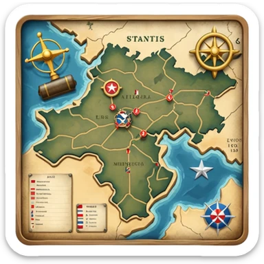 strategic military map with military objects sticker