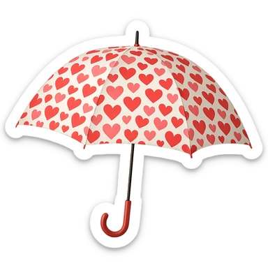 love-themed umbrella with heart patterns sticker