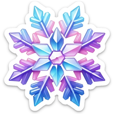 Gradient iridescent Pastel Pink violet blue white crystal star snowflake  sticker