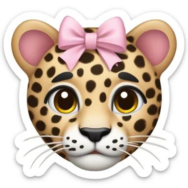 Leopard with a little light pink bow sticker