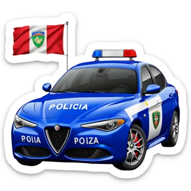 crea auto di servzio alfa romeo giulia colore nero con la scritta polizia penitenziaria e la bandiera italiana sticker