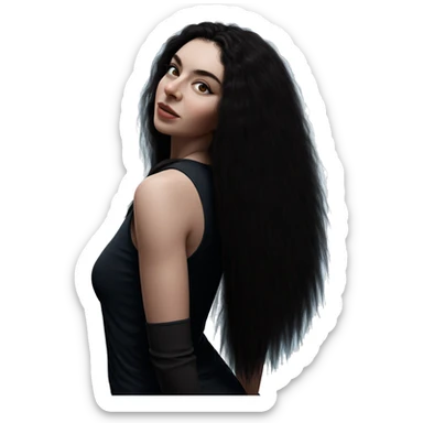 realistic girl with long hair sticker