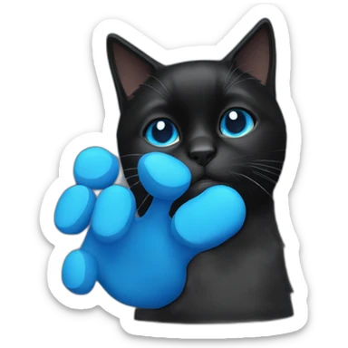 black cat with blue eyes which have stocks in hands sticker