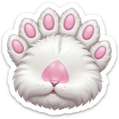 white cat fluffy paw, from the bottom, cute, kawaii sticker