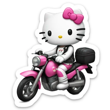 Hello kitty qui fait de la moto sticker