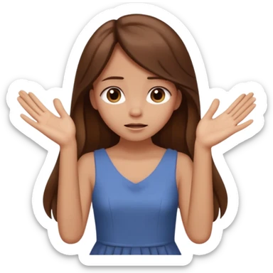 girl that doesn't care, she is like whatever, brown long hair, cute dress and her hands showing like i don't know whatever, make her look little bit bored sticker
