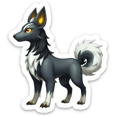 Shiny Exotic Excessive Mysterious Houndoom-Mightyena-Pokémon-Fakémon-hybrid-creature (full body) sticker