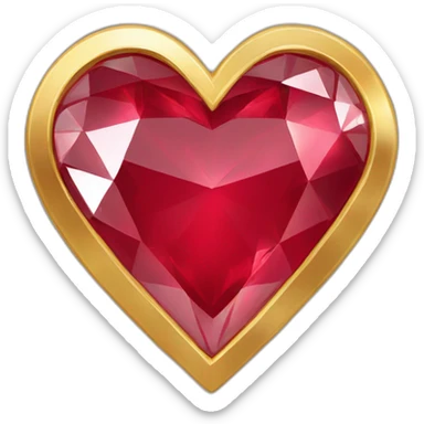 Red heart diamond with gold border sticker