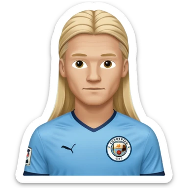 Erling Haaland long hair doing the lotus Manchester city  sticker