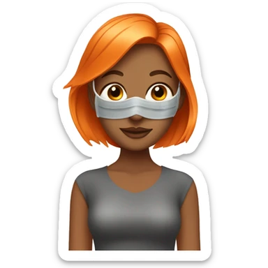 Tan girl with orange hair with face mask spa beauty full face relaxing sticker