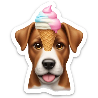 a dog with an ice cream head sticker