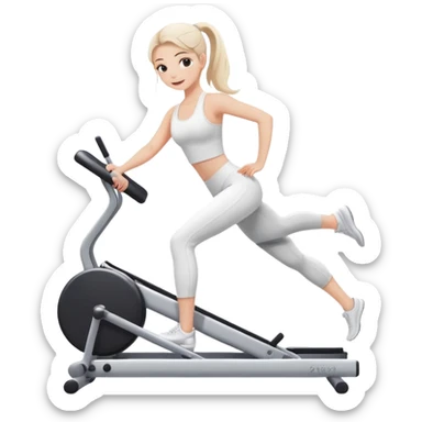  Girl in white playing pilates on pilates machine sticker
