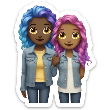 Lesbian couple with rainbow hair sticker