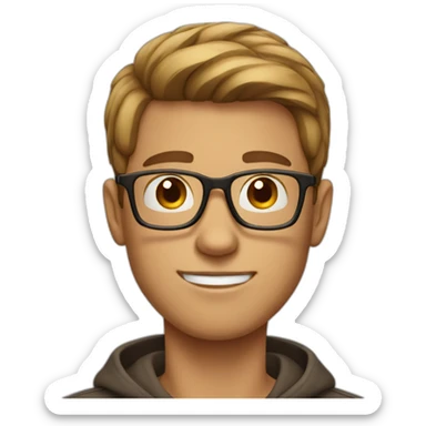 Young man with big nose in glasses brown short hair cute sticker