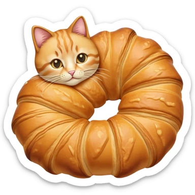 cat shaped like a croissant sticker