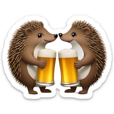 two cute hedgehogs in love drinking beer and love each other  sticker