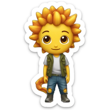 Niño con cápsula en forma de salamandra sticker