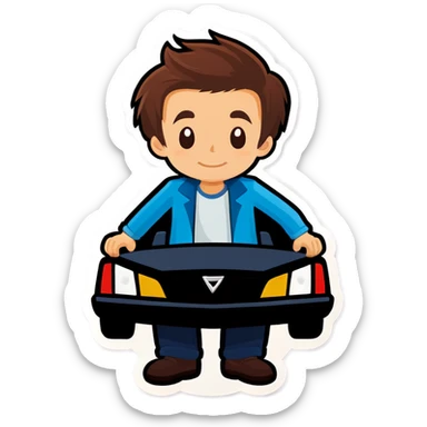 boys in a car interior sticker