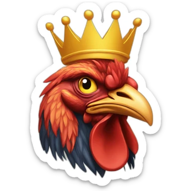 angry rooster having a crown on his head sticker