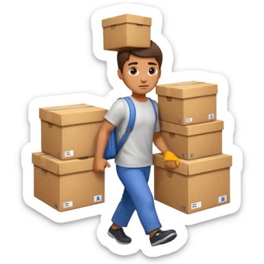 cargando cajas sticker