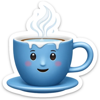 blue coffee cup with steam, no face sticker