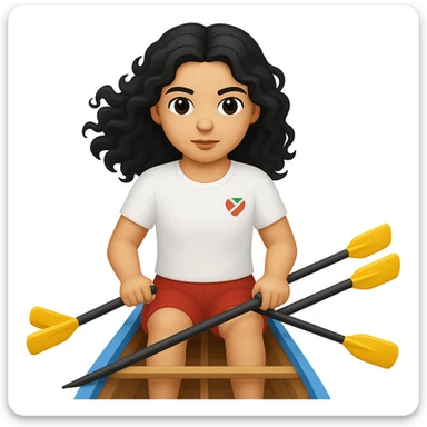 Make the girl's outfit red shorts and a white short-sleeved t-shirt in the style of apple style emojis sticker