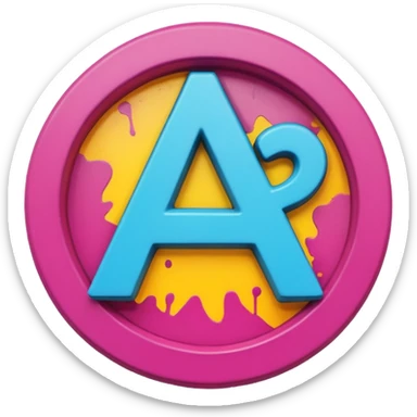 A 3D cartoon graffiti-style anarchy “A” inside a circle, rough texture, dark background, Memoji-style. sticker