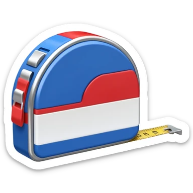 Create my a cartoon/realistic tape measure thats red white and blue. Do not include any yellow. sticker