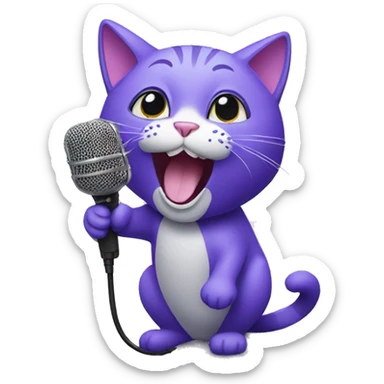 purple Cat singing, microphone sticker
