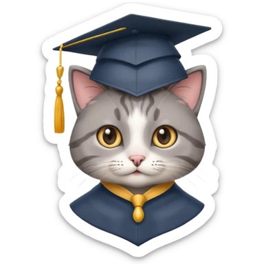 кот со шляпой выпускника sticker