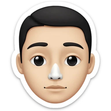 he has all black face but in the middle and nose part is white sticker