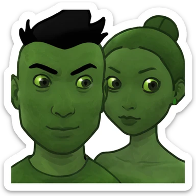 Asian man and black girl sticker