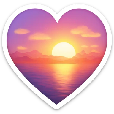 Sunset in a heart  sticker