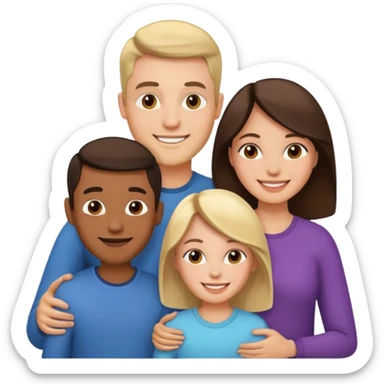 man and woman couple with 2 kids sticker