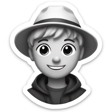 smiling boy in monochrome hat sticker